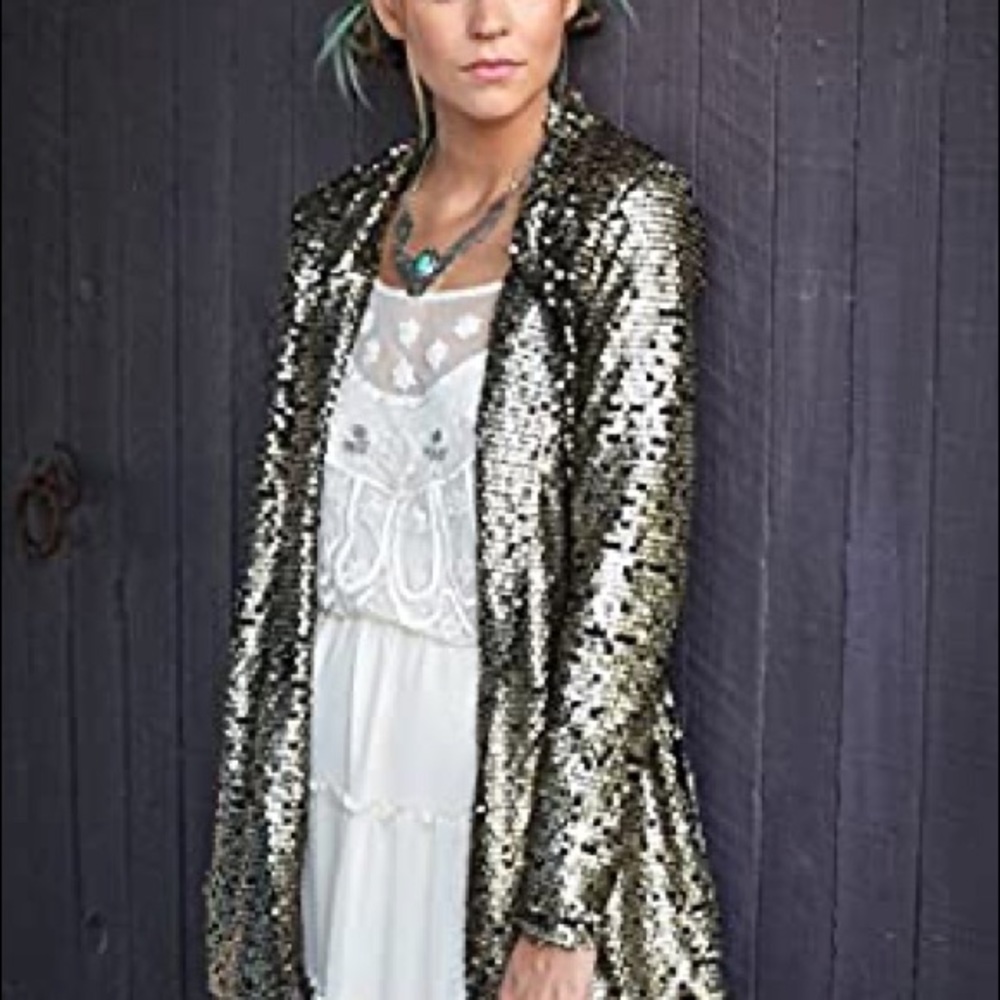 Free People tarnished sequin lace stardust jacket